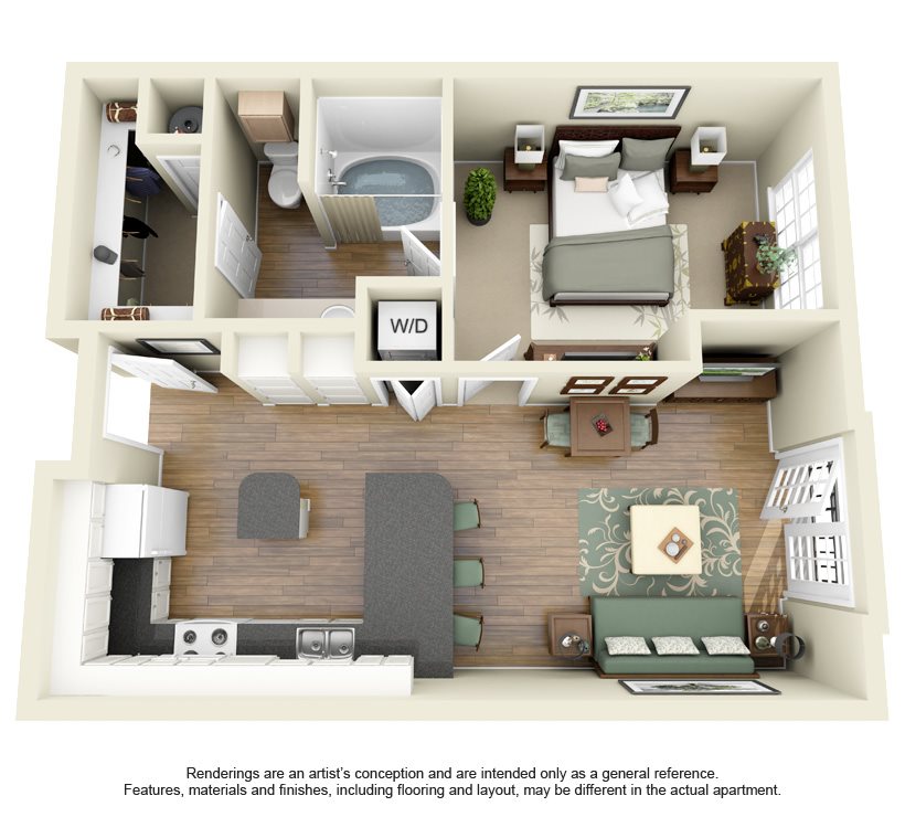 1 Bedroom Floor Plan 2